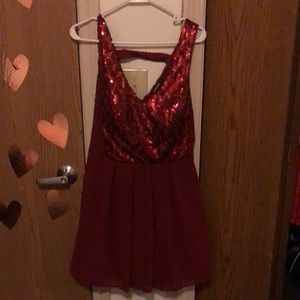 Red dress with sequence